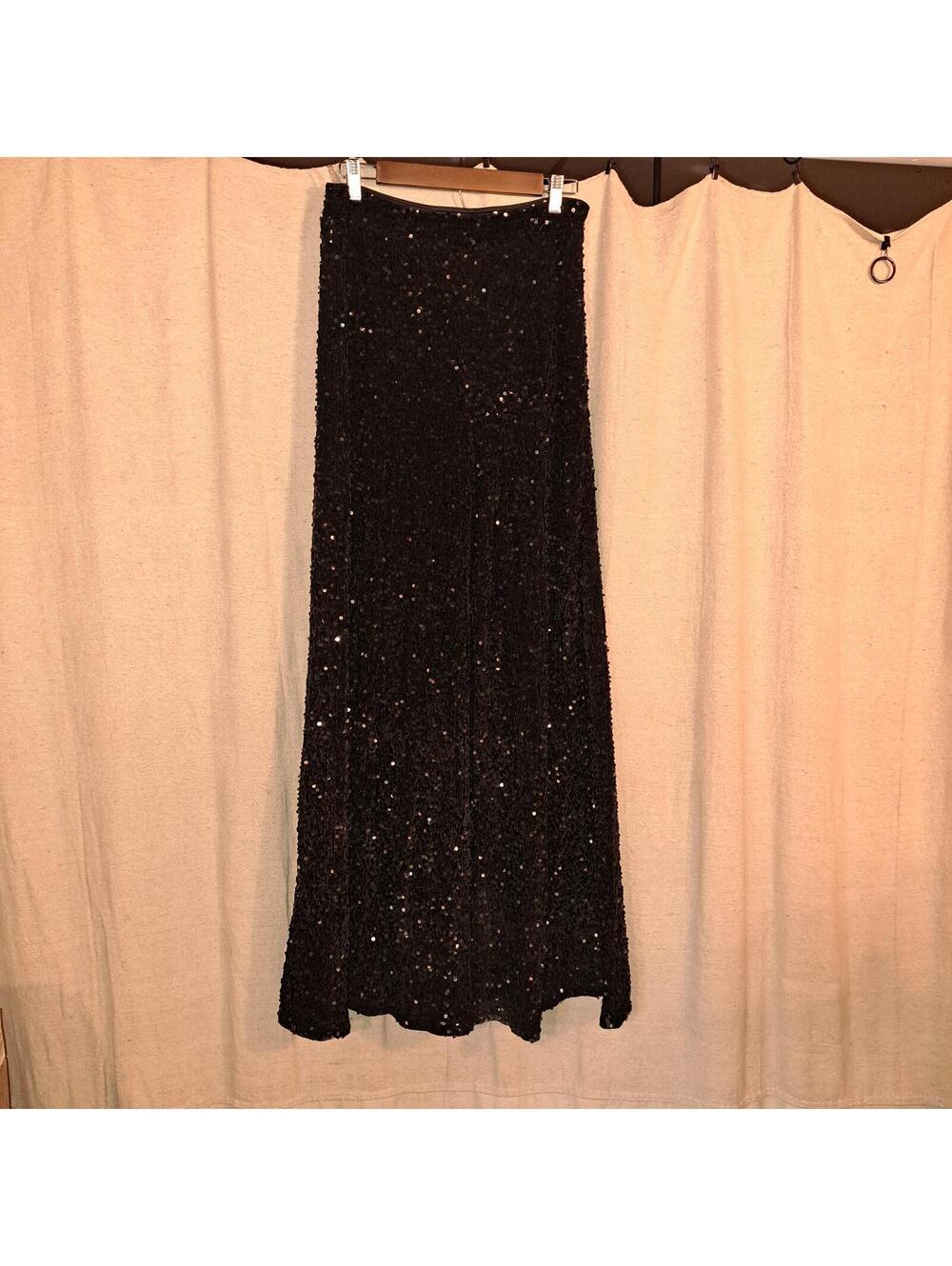 Faeriesty Black Sequin Wide Leg Pants Size Large